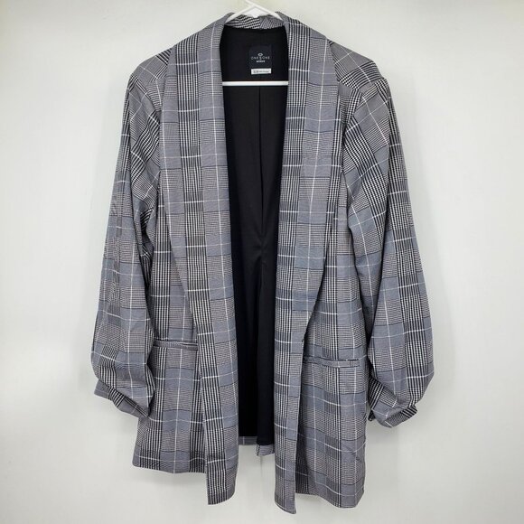 one 5 one Jackets & Blazers - One 5 One Black and White Open Front Mixed Pattern Blazer Suit Jacket 2X